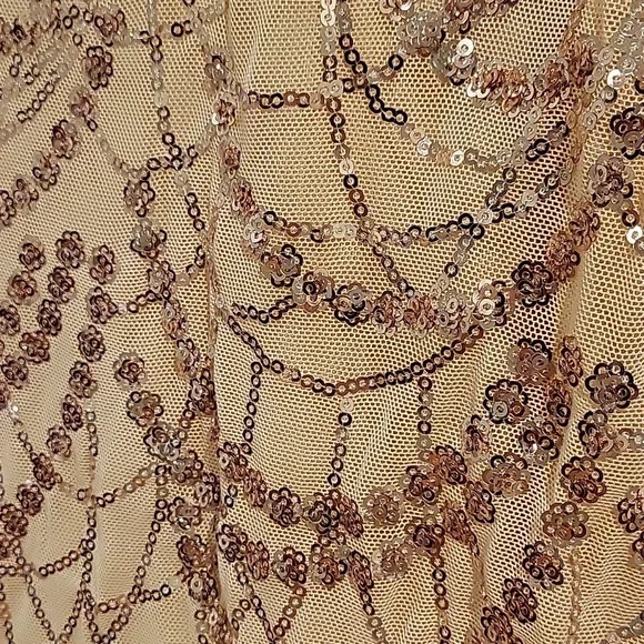 Elegant Gold Sequin Evening Gown - Picture 8 of 16